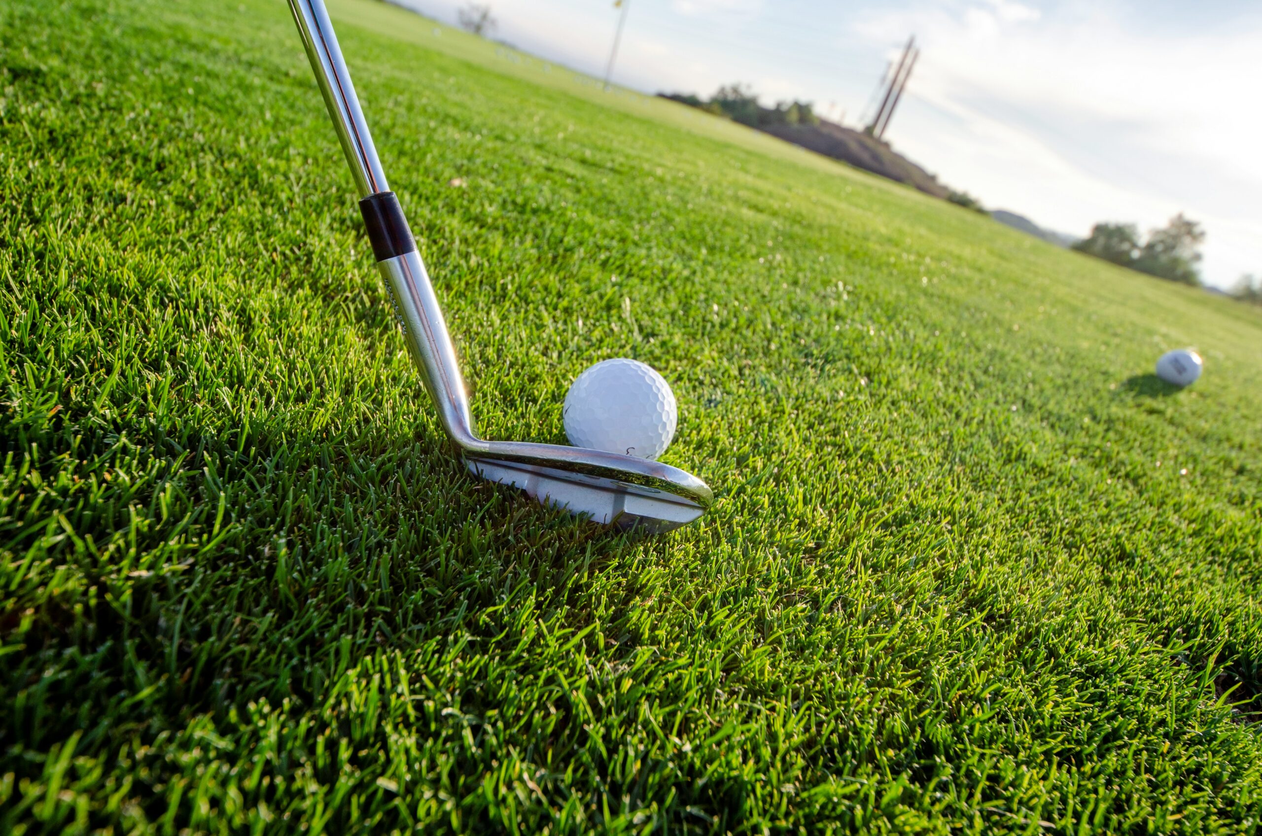 Practicing golf