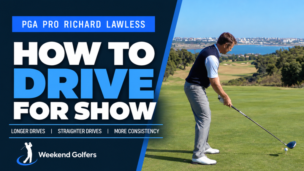 Drive For Show golf coaching course with PGA Professional Richard Lawless demonstrating a driver setup.