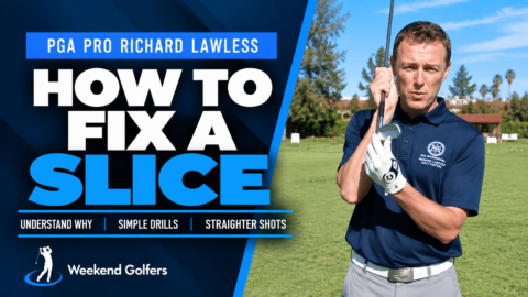 How To Fix A Slice Picture How To Fix A Slice golf coaching course with PGA Professional Richard Lawless demonstrating club and hand position.